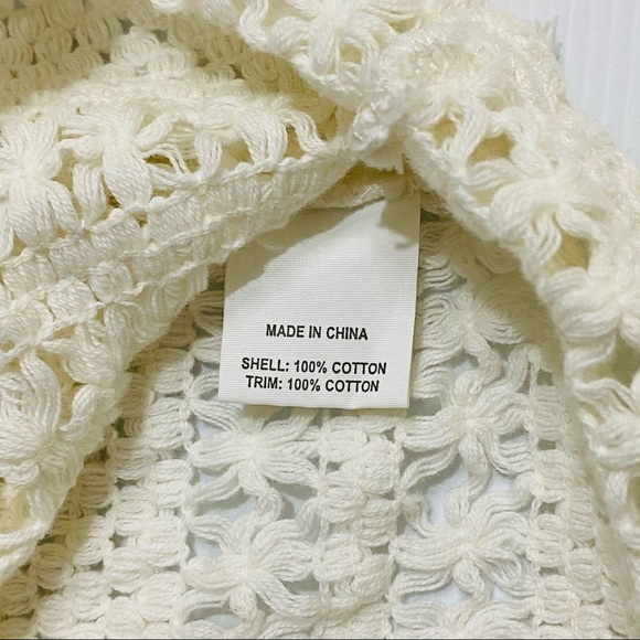 SEED FEMME Womens White Cream 100% Cotton Crochet Sleeveless BOHO Top Size XS - Picture 6 of 11